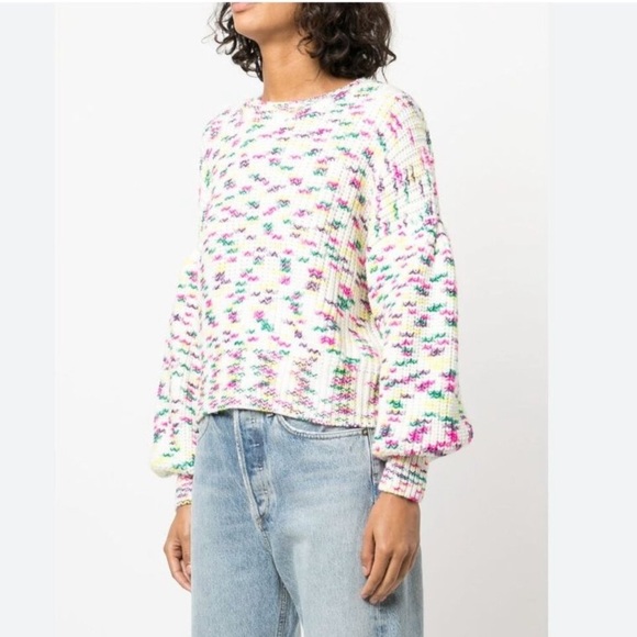 NWT $260 Cinq A Sept Multi Space Dye Mari Chunky Knit Sweater Top XSmall - Picture 6 of 6